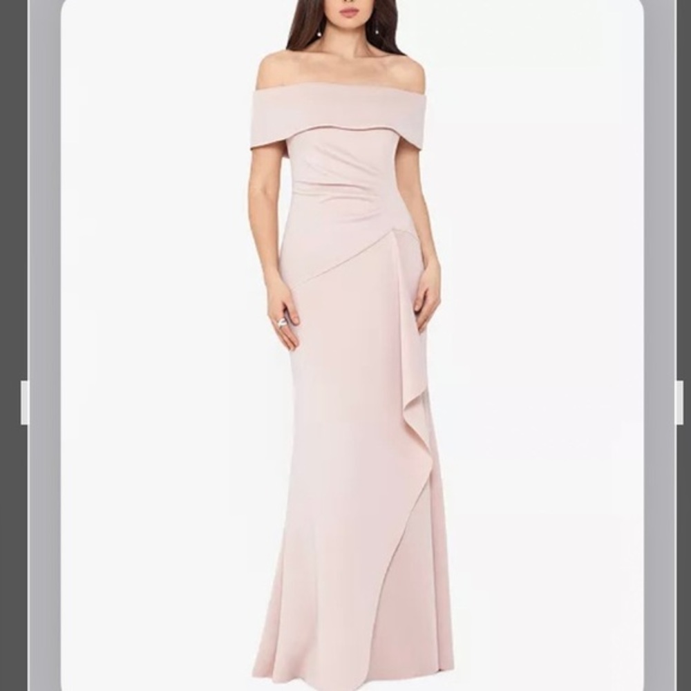 Off-Shoulder Blush Pink Evening Gown